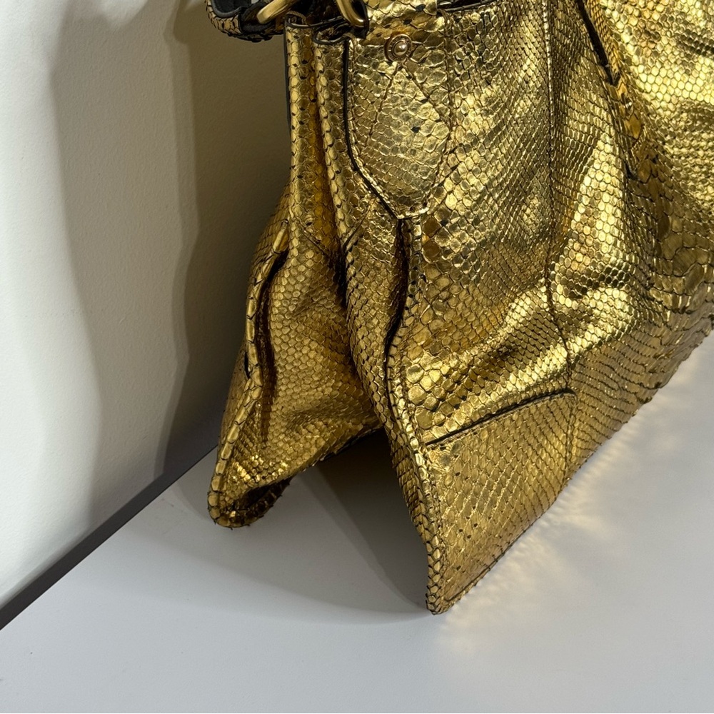 Belstaff Nottingham 41 Gold Snake Skin Bag - Picture 2 of 10